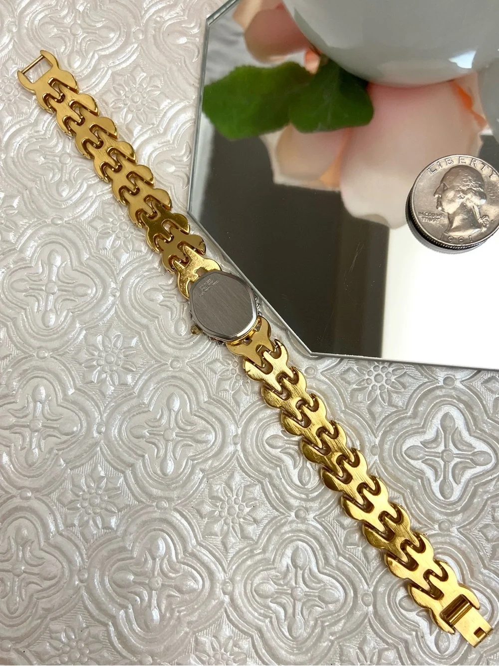 Vintage Gruen Diamond & Sapphire Accented Bezel Cocktail Watch